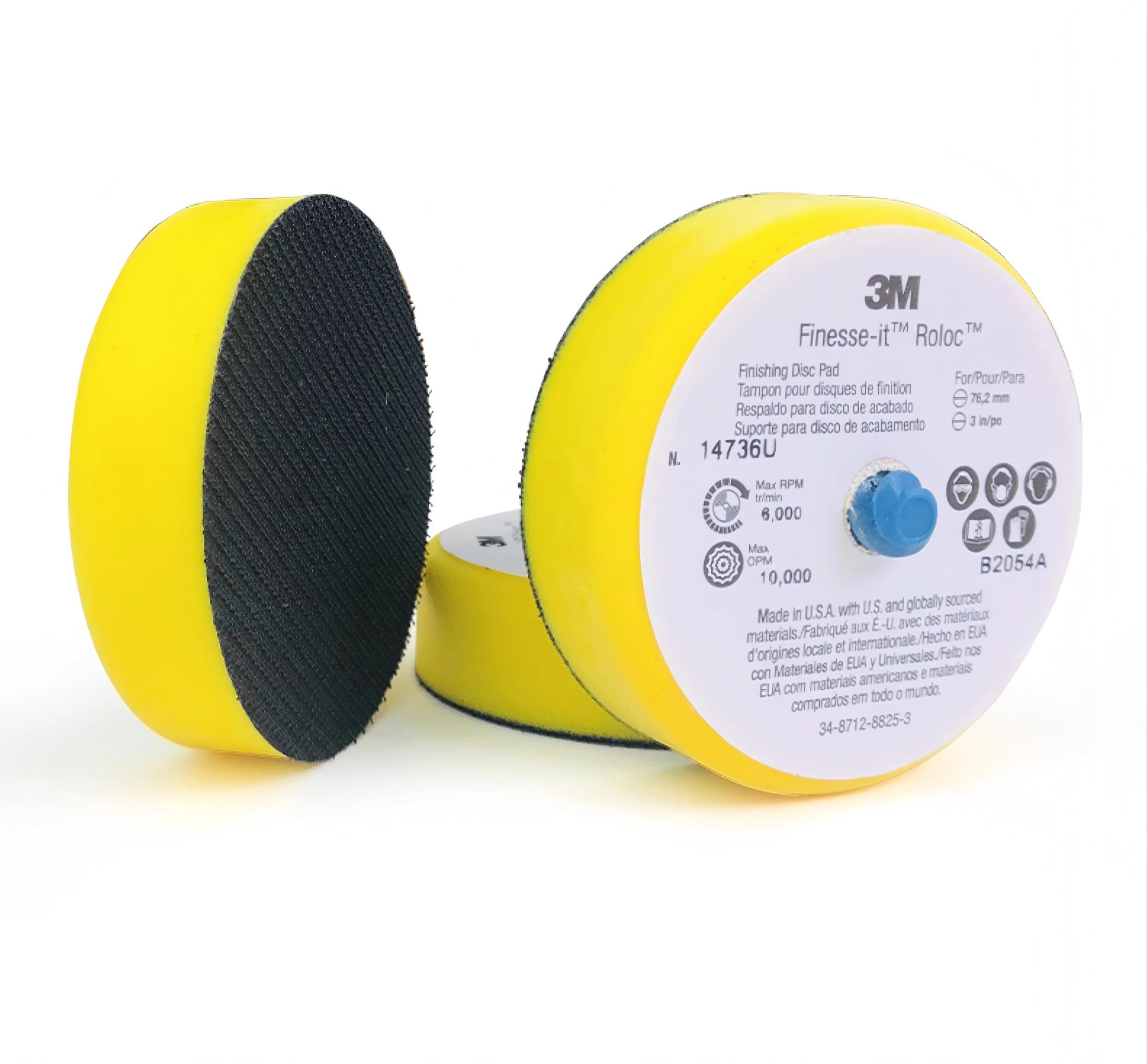 3M14736U黄色3寸打蜡托盘 7403气动抛光机海绵盘自粘式羊毛抛光轮