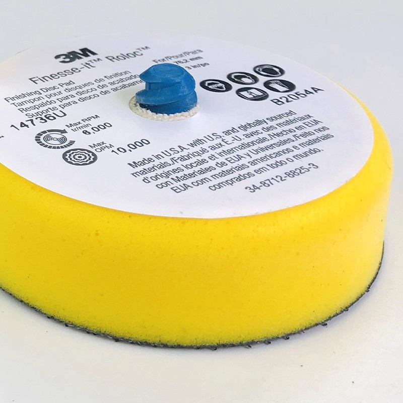 3M14736U黄色3寸打蜡托盘 7403气动抛光机海绵盘自粘式羊毛抛光轮