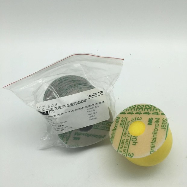 3M82705背胶中心供水打磨轮手动82457背绒托盘水磨轮268L3寸砂纸