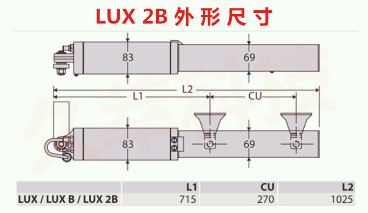 意大利BFT液压直臂式平开门机LUX系列产品尺寸