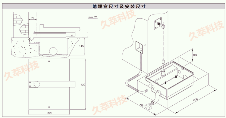 意大利BFT机电地埋式平开门机ELI250系列产品尺寸