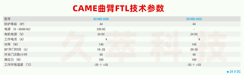 意大利CAME曲臂平开门电机FTL