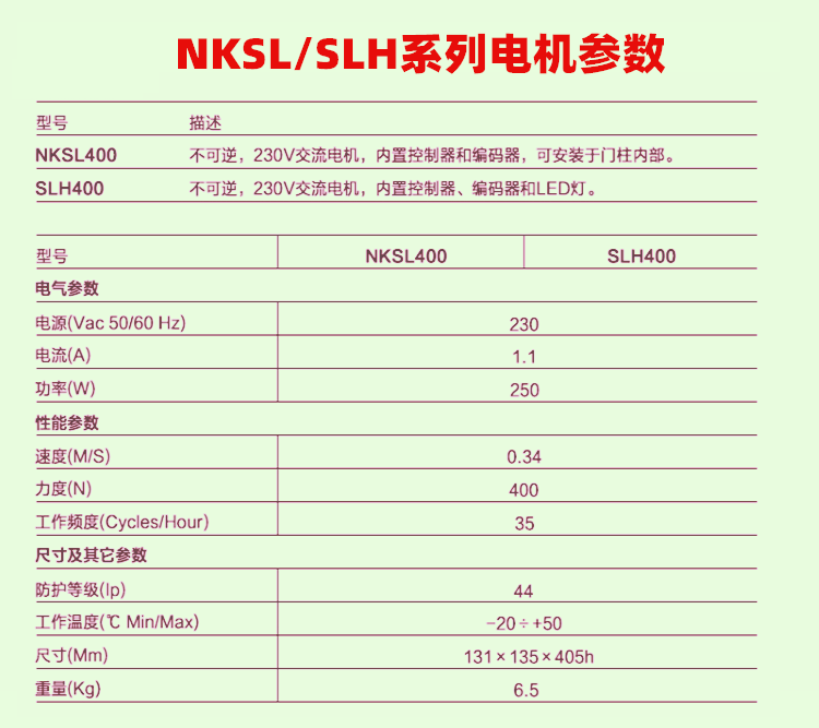 意大利耐氏(Nice)平移门电机SLH400/NKSL400