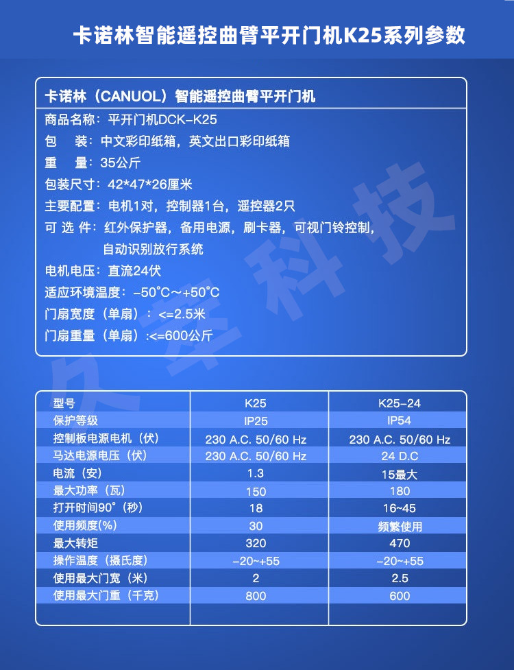 卡诺林CANUOL曲臂平开门电机DCK25系列
