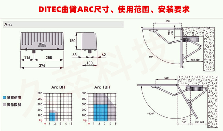 意大利DITEC豪华重型机电曲臂平开门电机ARC