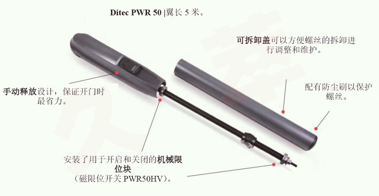 意大利DITEC(迪泰柯)豪华重型直臂平开门电机PWR50H
