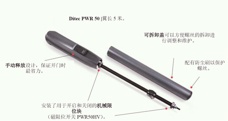 意大利DITEC(迪泰柯)豪华重型直臂平开门机PWR50H产品特点