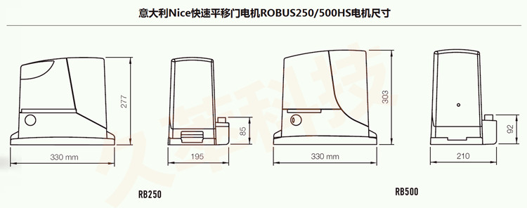意大利进口Nice快速平移门电机ROBUS250/500HS电机尺寸