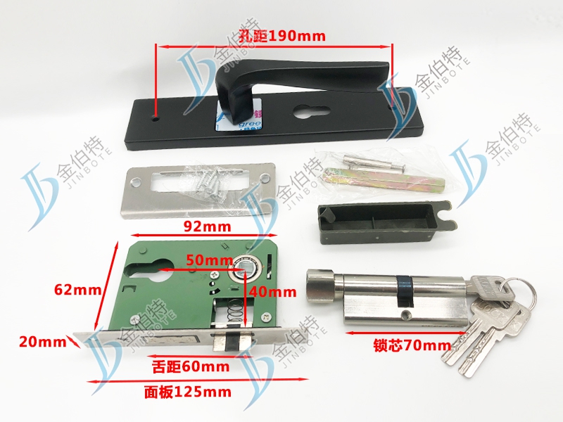 双舌锁 TL130-002-黑铬  19孔 