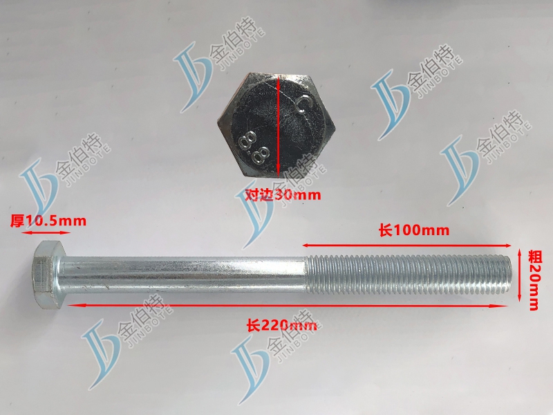 4.8级镀锌螺丝粗20mm长220mm