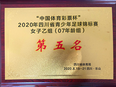 2020年四川省青少年足球锦标赛女子乙组（07年龄组）第五名