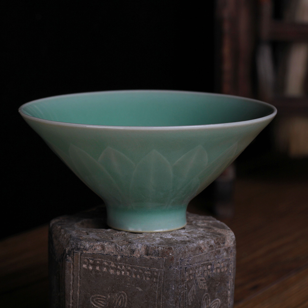 手工杯-薄胎莲花斗笠杯