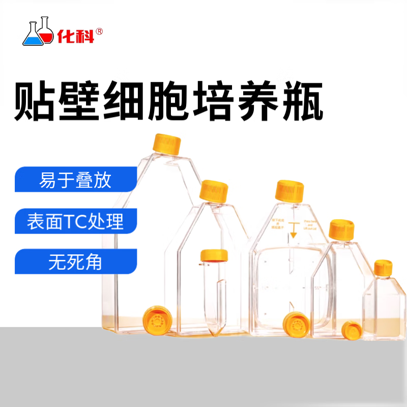 化科 贴壁细胞培养瓶斜口透明瓶密封盖透气盖TC处理斜颈培养瓶