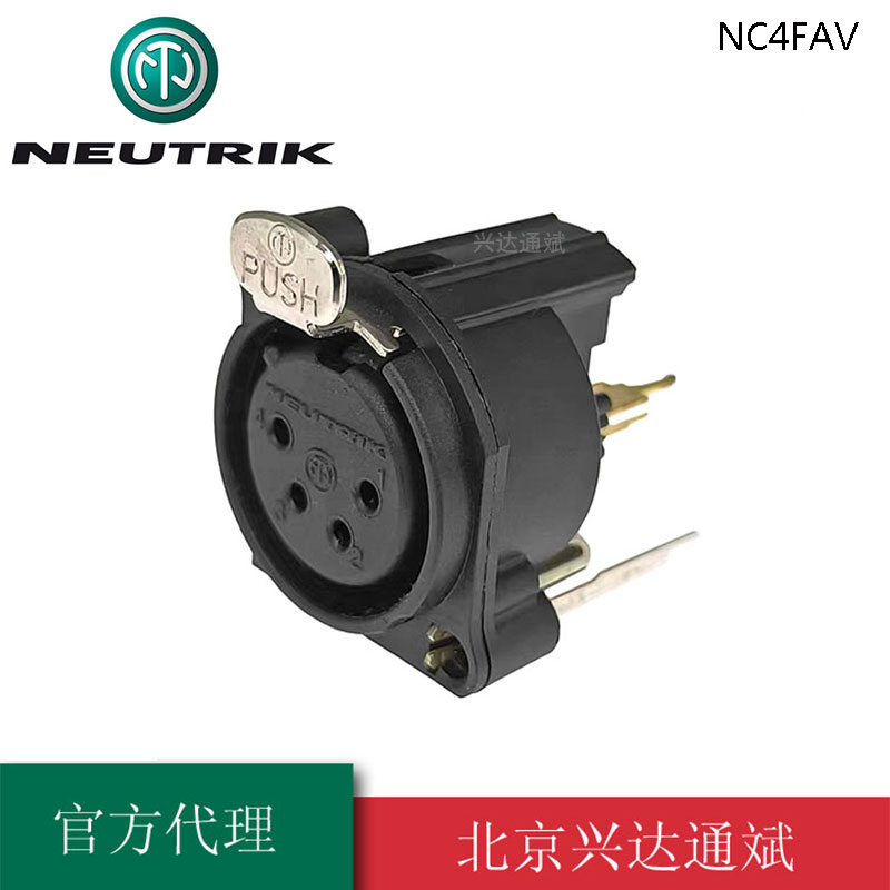 NC4FAV优曲克原装瑞士NEUTRIK四芯卡侬母座PCB电路板焊接镀金插座