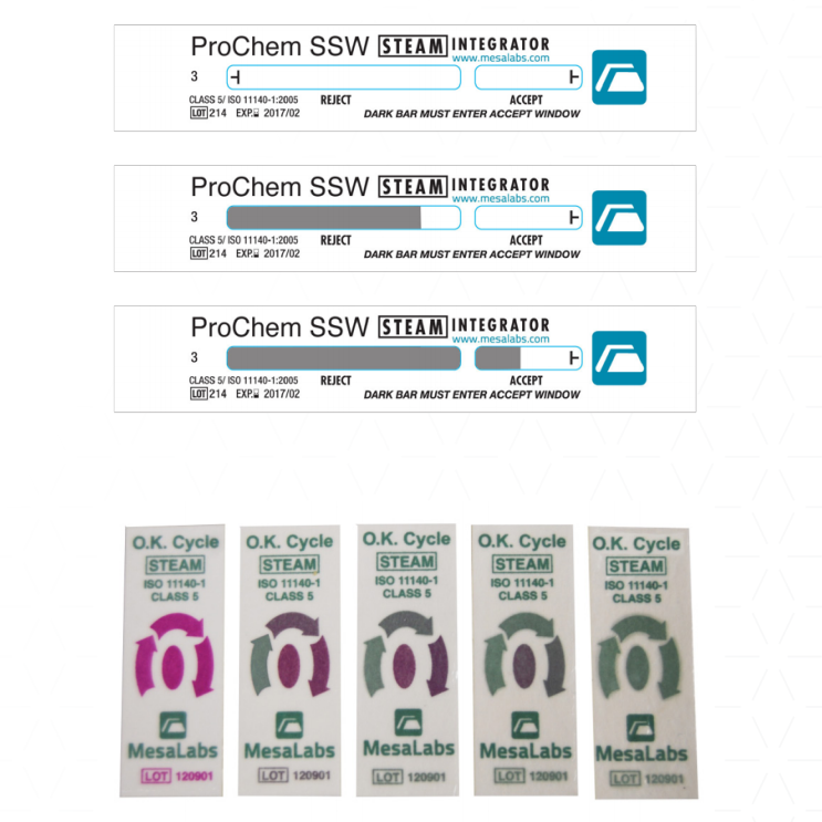 MesaLabs蒸汽灭菌过程模拟化学指示卡CI-SSW,CI-SINT,CI-OK,第4类,第5类化学指示剂