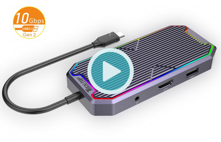 D1029A Series: Gamer Style USB-C Multi Hub with RGB