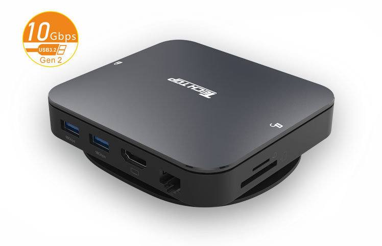 D1072A: USB3.2 Gen2 Type-C to M.2 SSD+2*USB-A HUB+Video+RJ45+SD/Micro SD Card Reader+Audio+PD/Data