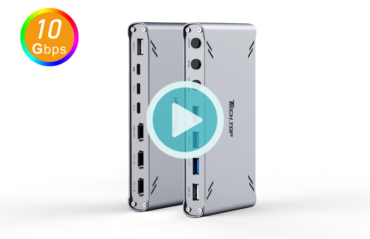 D1118A: USB-C Dual Host KVM Docking Station with Split-Screen & Data Transfer