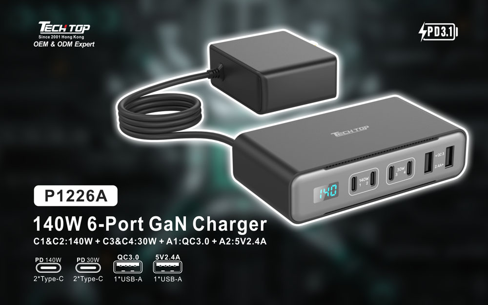P1226A: 140W 6-Port GaN Charger