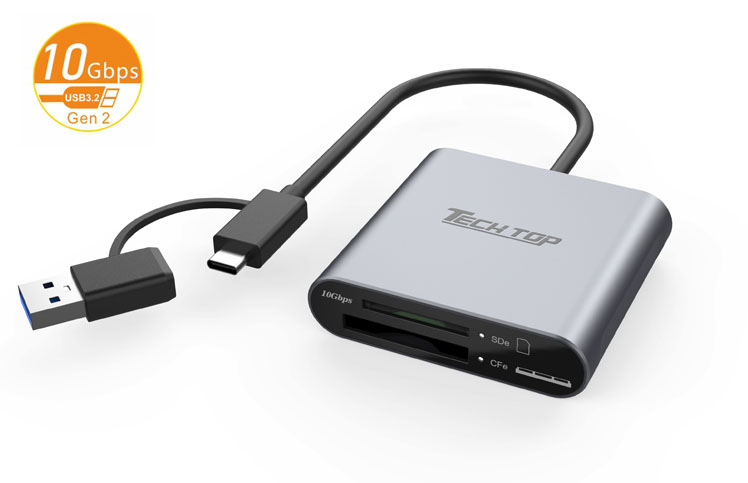 R1012B: USB3.2 Gen2 10Gbps Type-A/C to CFexpress(CFe B) + SDexpress Card Reader