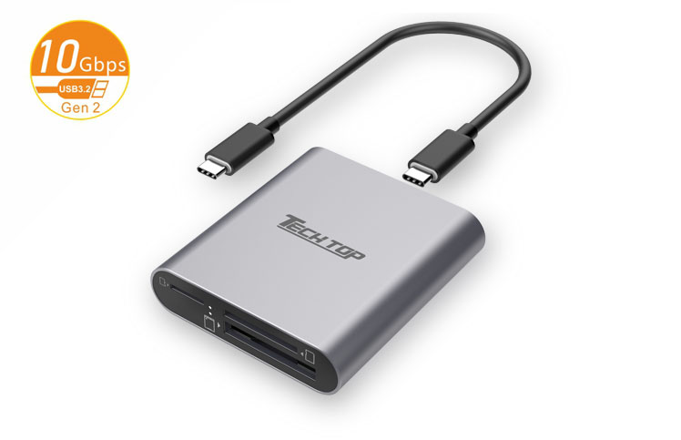 R1015A: USB3.2 Gen2 Type-C to CFexpress/XQD + SD4.0 + Micro SD3.0 Multi-LUN Card Reader