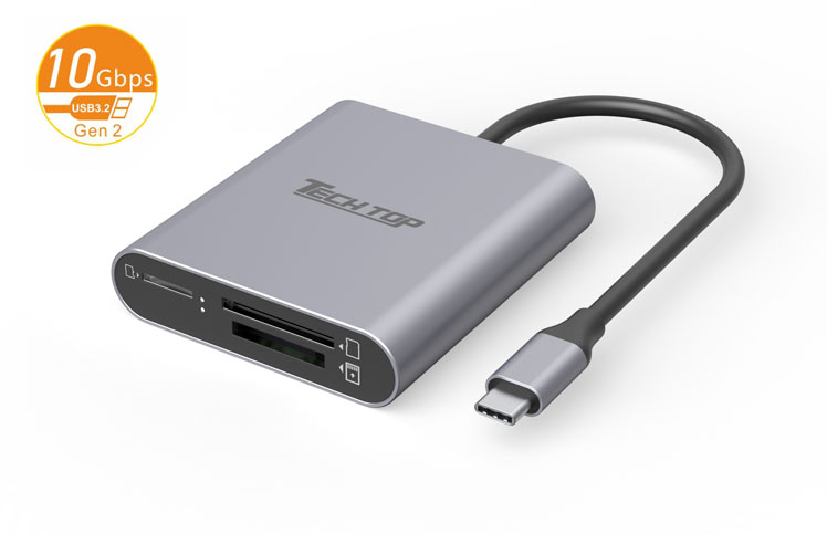 R1015B: USB3.2 Gen2 10Gbps Type-C to CFexpress(CFe A)+ SD4.0 + Micro SD3.0 Multi-LUN Card Reader
