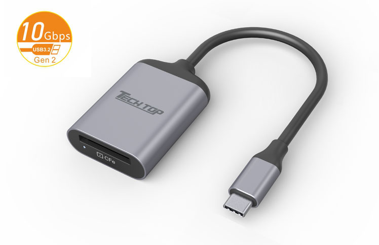 R1018A: USB3.2 10Gbps Type C to CFexpress Type A Card Reader, Aluminum case