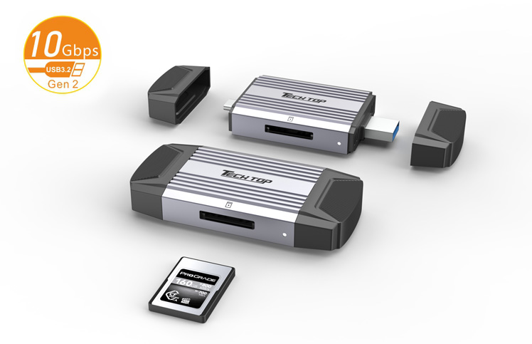 R1021A: USB3.2 10Gbps Type C / A to CFexpress Type A Card Reader,Aluminum case