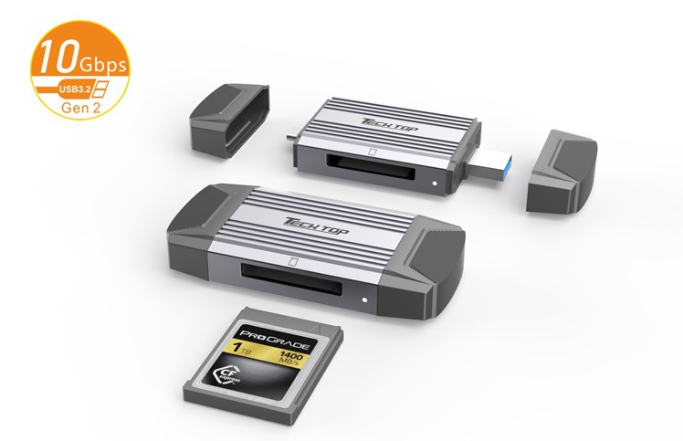R1021B: USB3.2 10Gbps Type C / A to CFexpress Type B Card Reader,Aluminum case