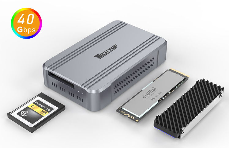 R1024A: USB 40Gbps Type C/F to M.2 ( PCIe&MVMe)+CFexpress Type B Card Reader