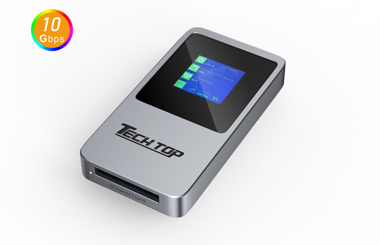 R1031A: USB 10Gbps Type C/F to TFT Display CFexpress Type-B Card Reader