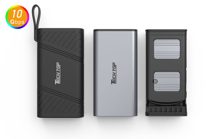 R1032A: USB 10Gbps Type-C to M.2 22*30 SSD+SD4.0+CFexpress Type B  Three LUN Card Reader With Built-In Storage Slots