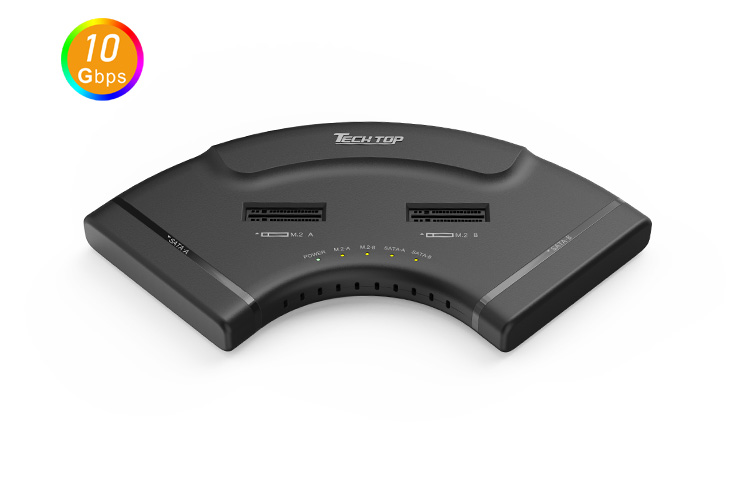 S1114B: USB3.2 10Gbps Type-C to 2*M.2 SSD PCle + 2*SATA 6G Adapter