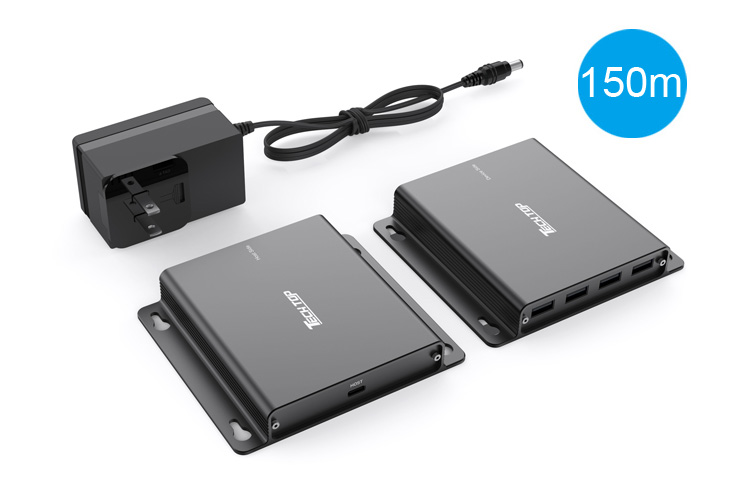 U1222A: 150M USB2.0 RJ45 Extender with USB-A 4 Ports Hub