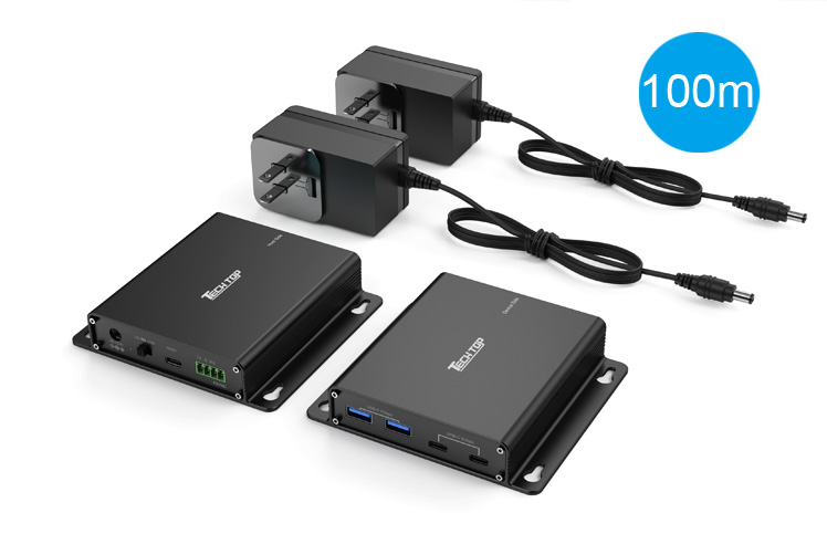 U1337B: 100M USB3.0 5Gbps RJ45 Extender with 2 x Type A & 2 x Type C Ports Hub