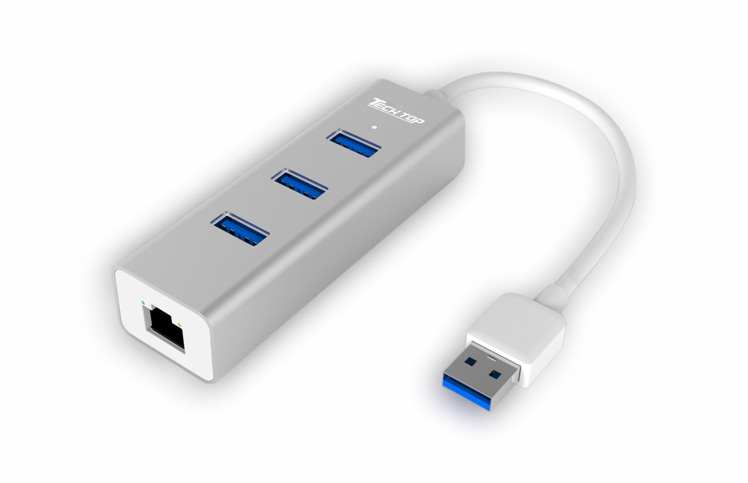 Y-3083: USB3.0 4-Port Aluminium HUB With Gigabit Ethernet