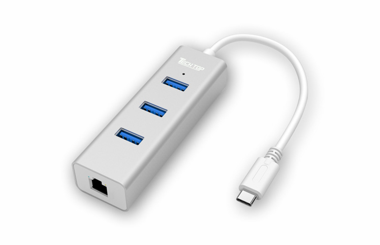 Y-3088: USB3.1 Gen1 Type-C to 4-Port Aluminium HUB With Gigabit Ethernet