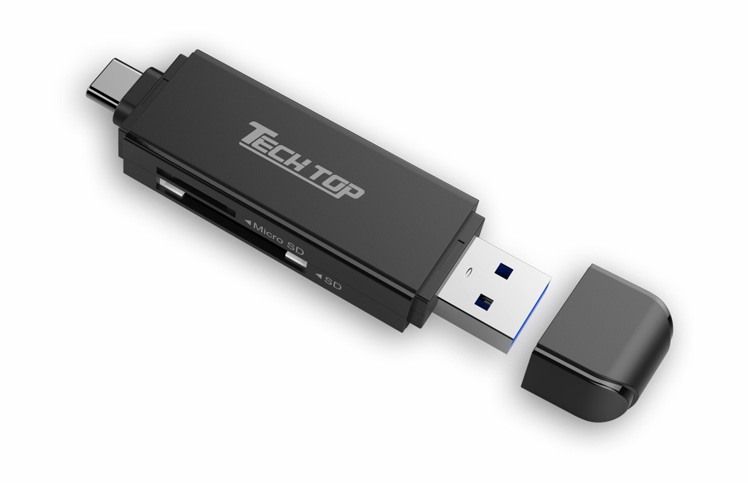 Y-9333C: USB3.0 Type-A/C to SD / Micro SD Card Reader