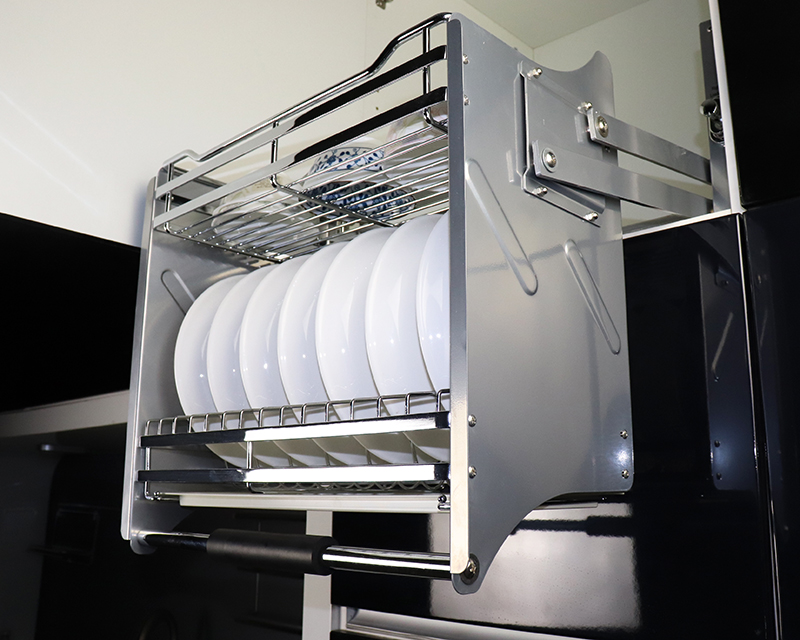 不锈钢厨柜吊柜柜内碗盘上下升降拉篮碗碟篮储物柜升降机下拉置物