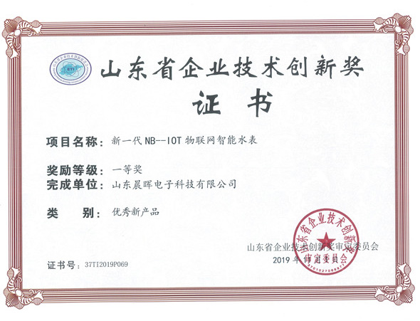 山東省企業(yè)技術(shù)創(chuàng)新獎(jiǎng)證書