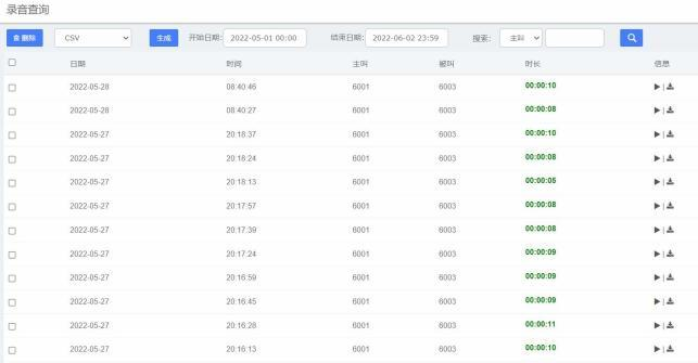 國威程控交換機錄音查詢、播放、下載管理圖片