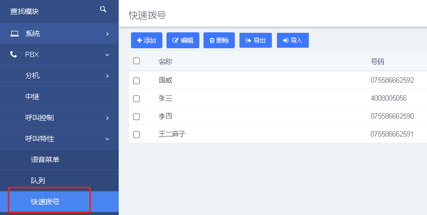 國威IPPBX速撥設置圖片