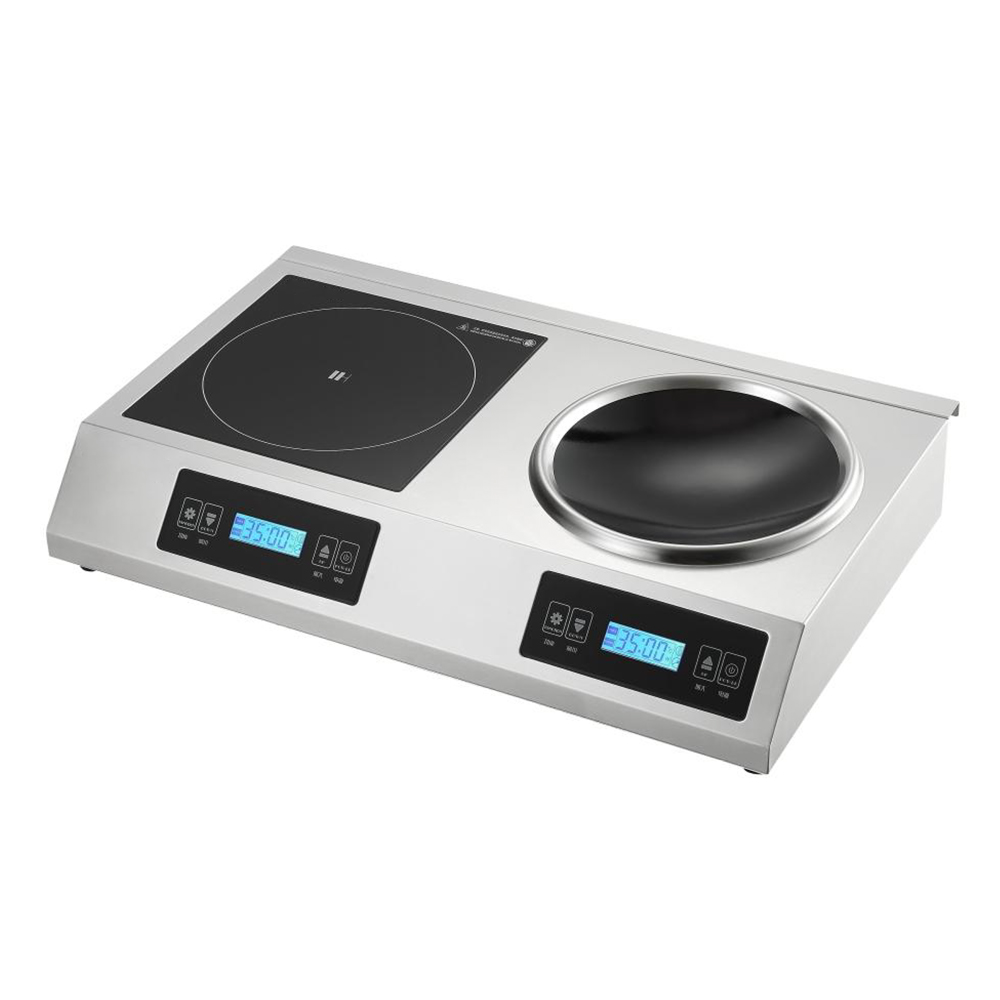 5000W 商用电磁炉 双头台式一凹炉一平炉