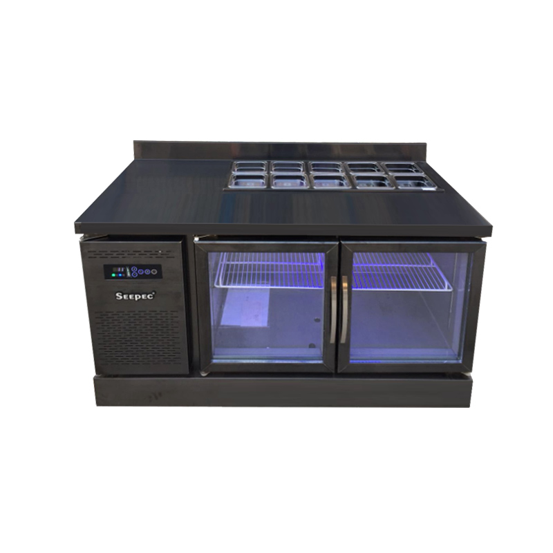 黑钛不锈钢沙拉台开孔冰箱