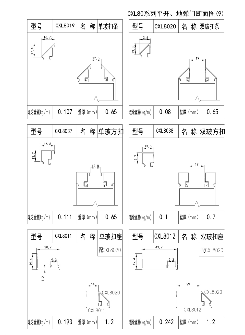 902--S45----BH1.9;2.3;3.0-- YS-CXL80平開(kāi)、地彈門(mén)