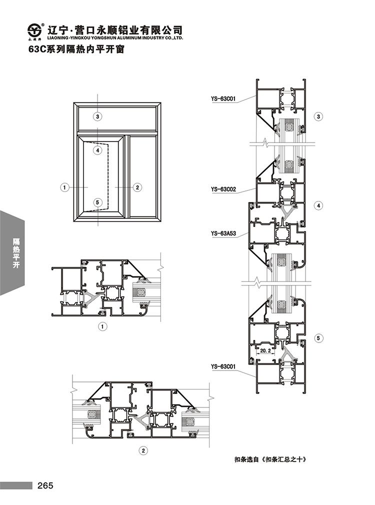 YS-63C系列隔热节能平开门窗