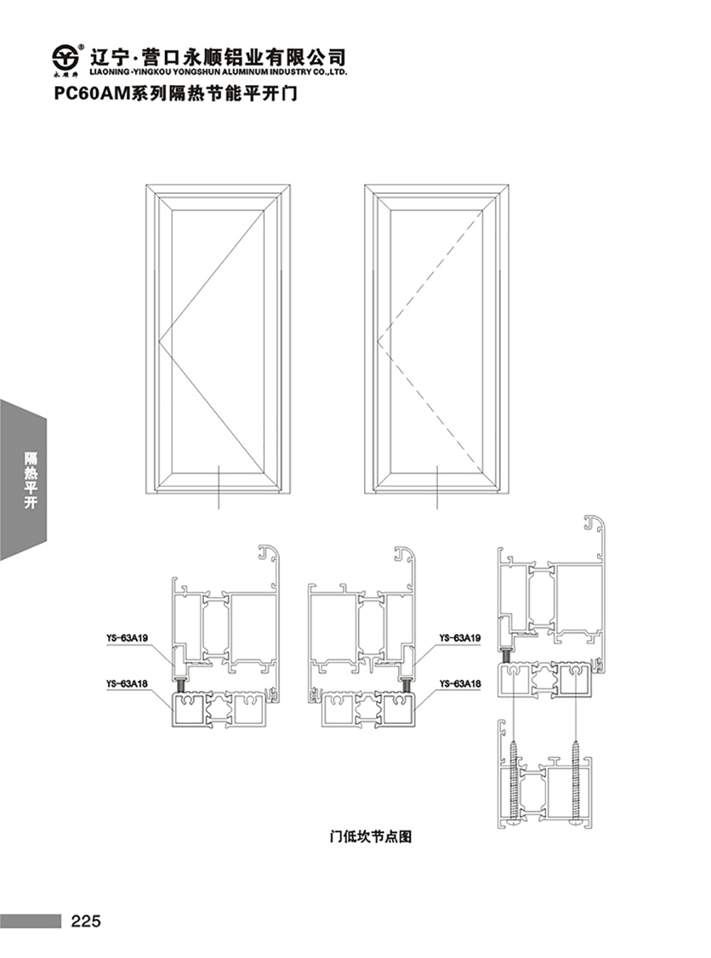 YS-PC60AM系列隔热节平能开门
