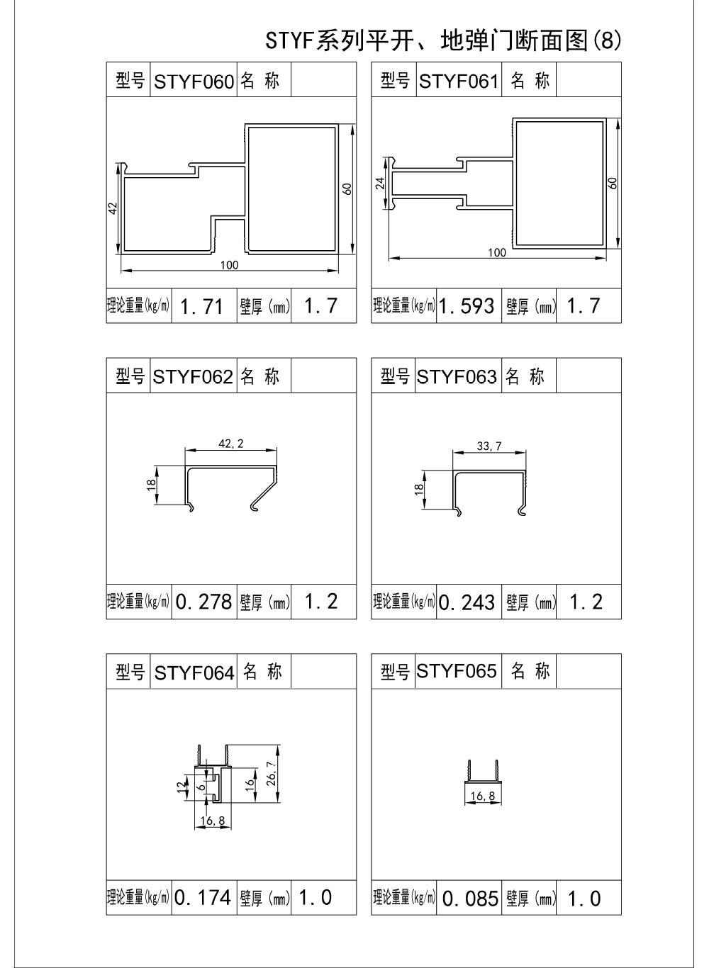 904--S44.4--BH2.0;2.2;2.5;2.8-- YS-STYF系列平开门、地弹门