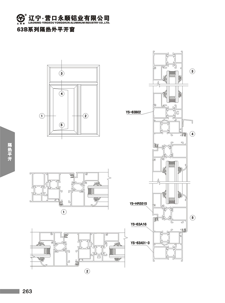 YS-63B系列隔热节能平开门窗