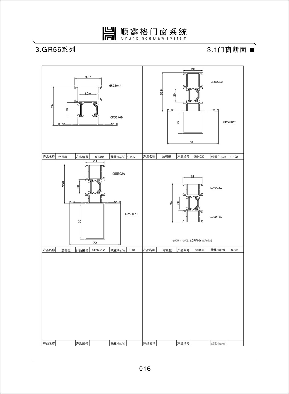 顺鑫阁门窗系统GR56系列